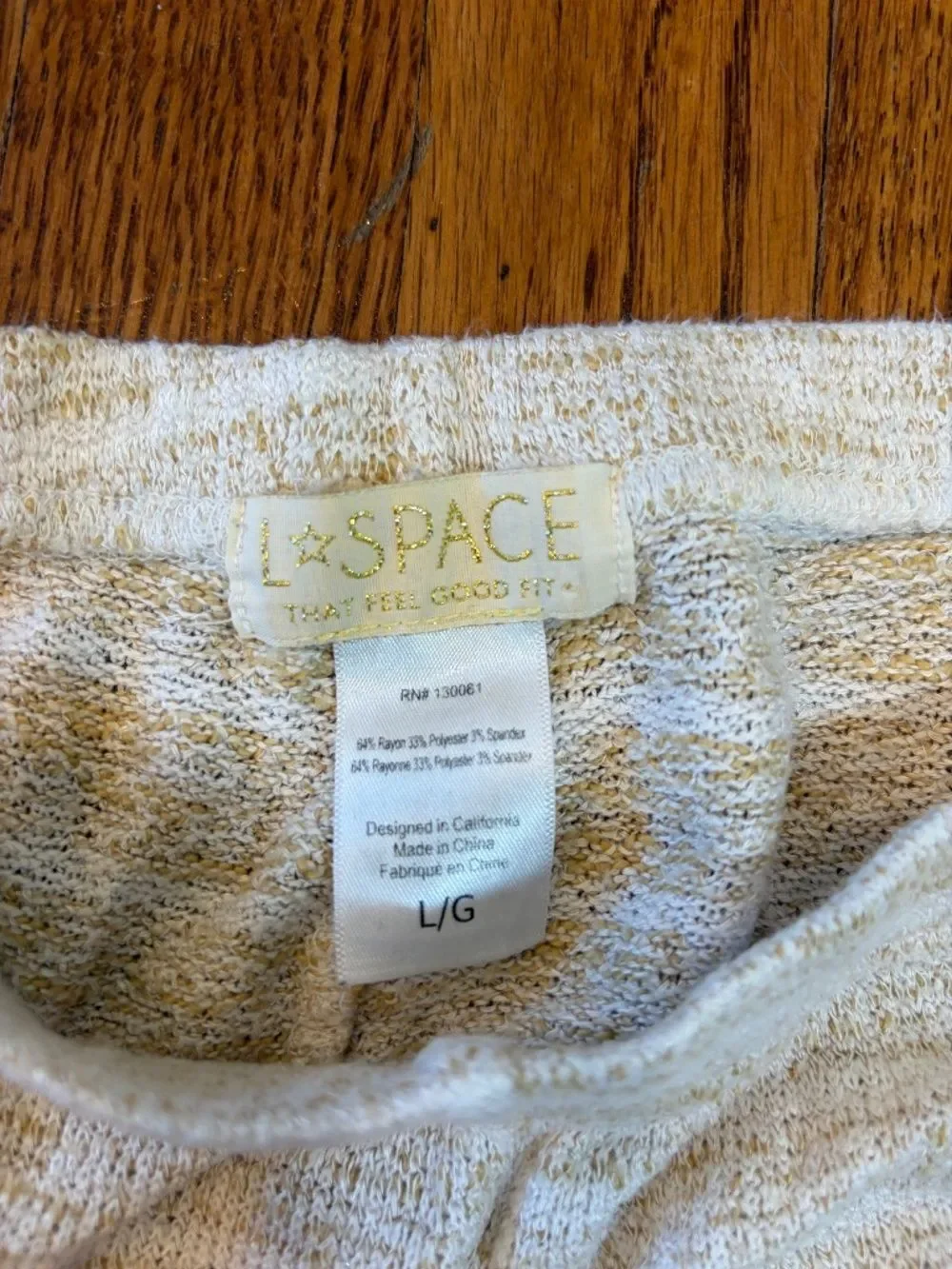 L*Space‎ Carmen Hacci Knit Pants Sz L | Cream Tan | Boho Luxe Beach Cover Up